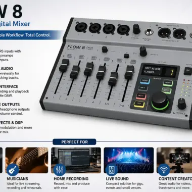 Behringer Flow 8 Digital Mixer – Power Mixer for Podcasts, Studio and Live Sound