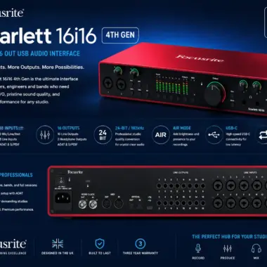 Focusrite Scarlett 16i16 4th Gen USB Audio Interface – Powerful Studio Interface for Producers and Creators