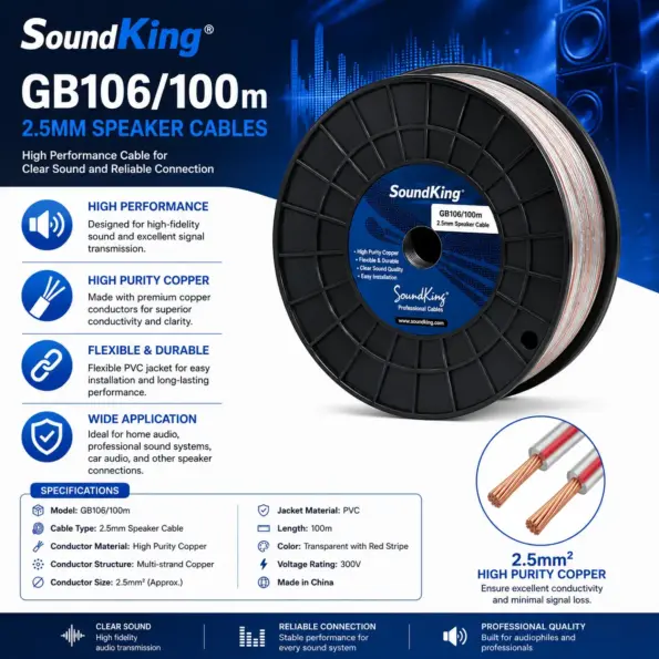 SoundKing GB106/100m 2.5mm Speaker Cable