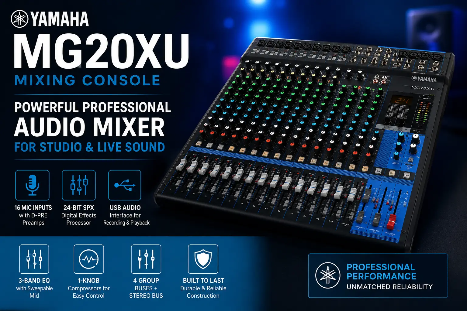 Yamaha MG20XU Mixing Console – Powerful Professional Mixer Yamaha MG20XU Mixing Console