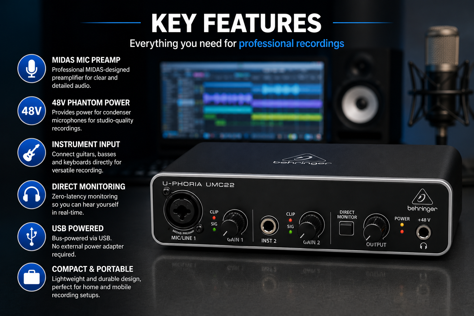 Behringer UMC22 Price in Kenya – Why This USB Audio Interface Is Perfect for Recording, Podcasting and Streaming Original Behringer UMC22 Kenya