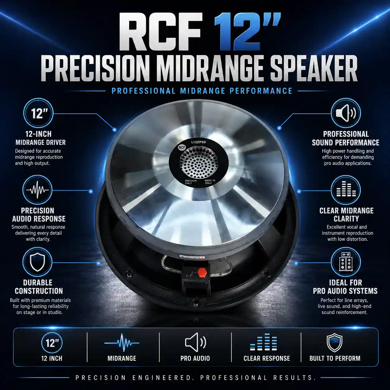 RCF 12″ Precision Midrange Speaker – Professional Midrange Driver for PA Cabinets, Vocals and Audio Repairs RCF 12 Precision Midrange Speaker