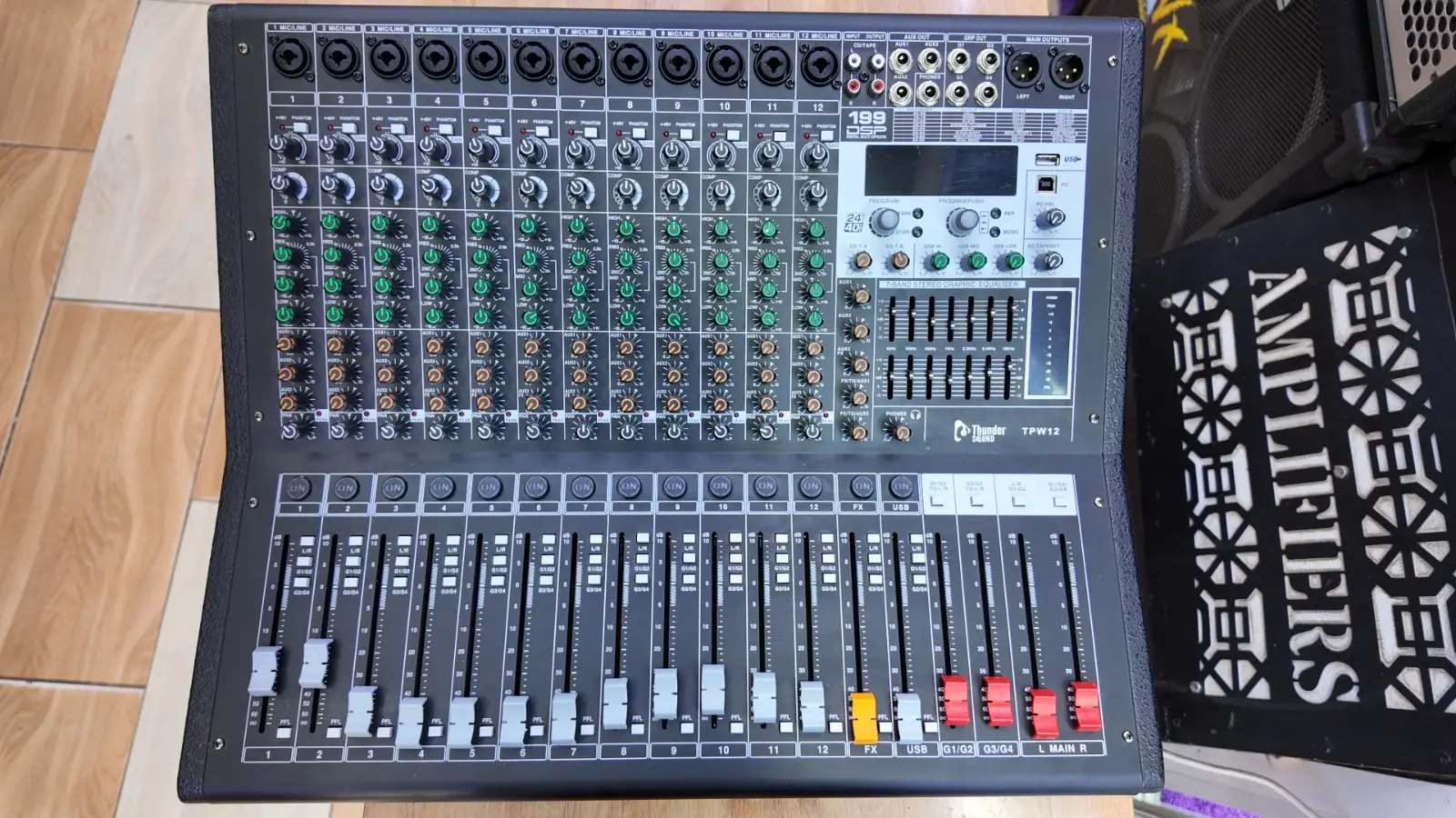 Thunder Sound TPW 12 Professional Powered Audio Mixer – 12 Channel Mixer for Churches, Events and Mobile PA Systems Thunder Sound TPW 12 12 channel mixer