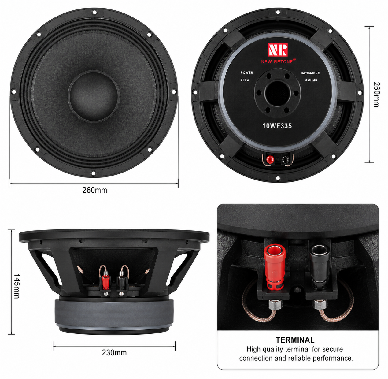 NR 10WF335 Naked Speaker Guide for Compact Professional Sound Systems Original NR 10WF335 10-inch naked speaker